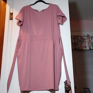 Figure flattering dusty pink dress
